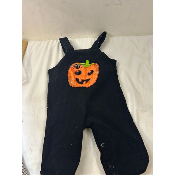 Rare Editions Boys Pumpkin Black romper 9m Vtg Philippines - Picture 2 of 8
